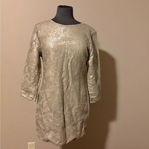 Glamorous Long Sleeve Silver Dress